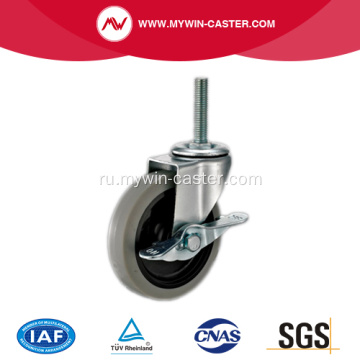 4 &#39;&#39; резьбовой стержень TPR Light Duty Industrial Caster с боковым тормозом